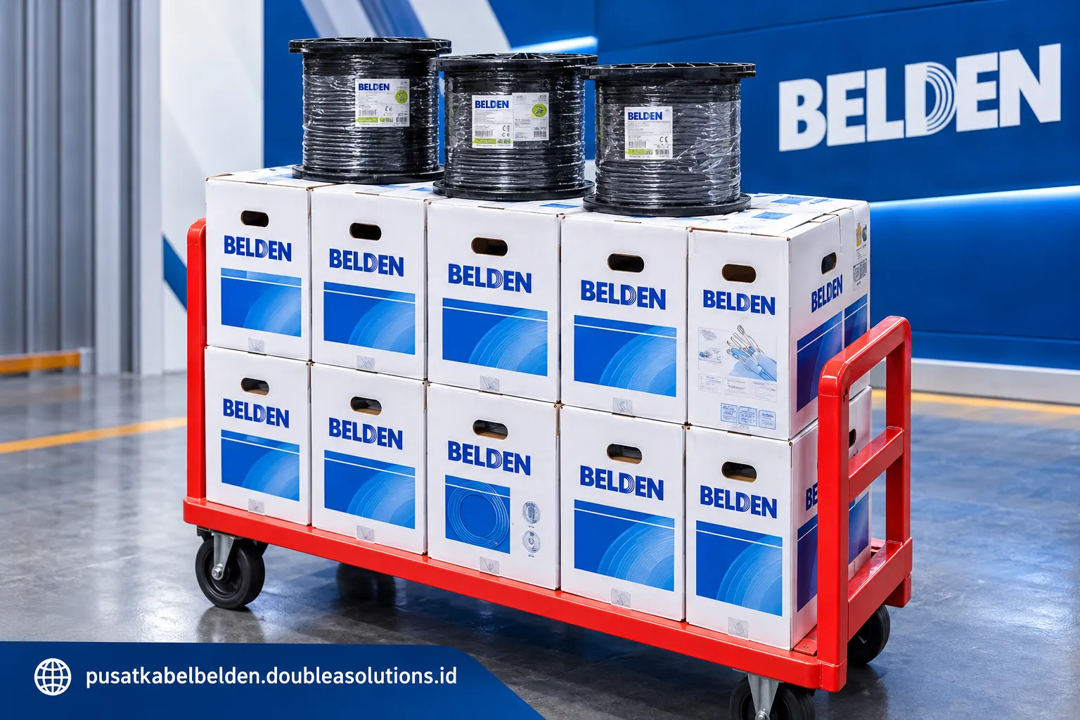 Infrastruktur kabel jaringan Belden Cat6 pada data center
