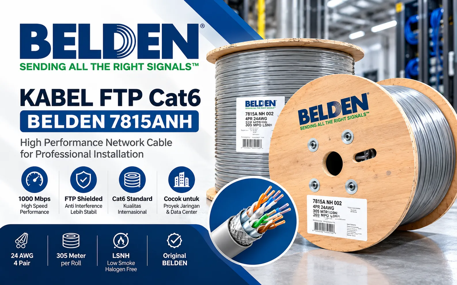 Kabel fiber optic Belden single mode