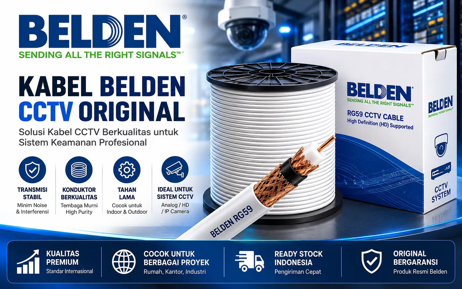 Kabel Belden Cat6 untuk jaringan LAN gedung dan infrastruktur Ethernet